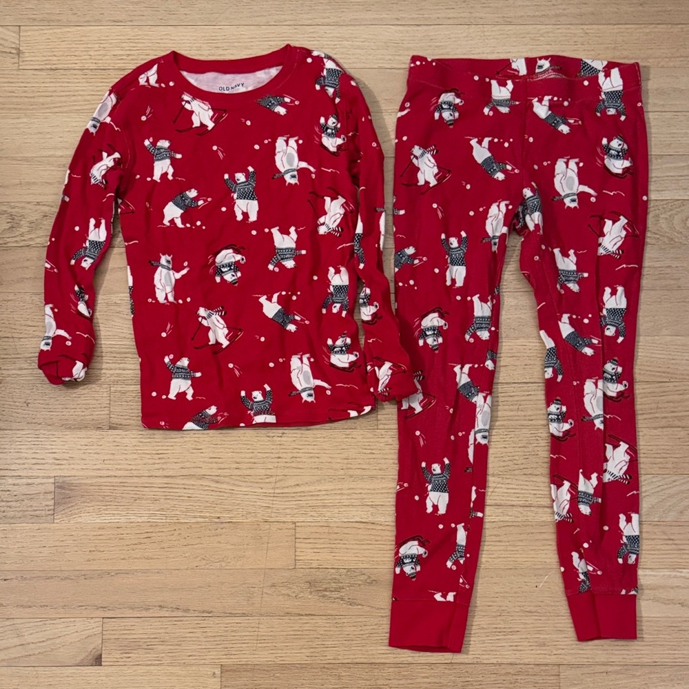 Old Navy Red Kids Pajama Set with Fun Print